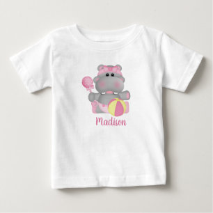 Para Bebê Hippo Personalizado com Camiseta de Rattle e Ball
