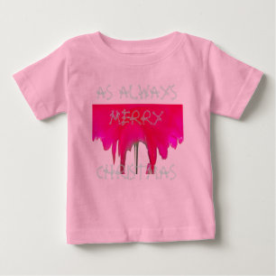 Para Bebê Linda Rosa vermelha Feliz Natal Camiseta