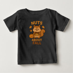 Para Bebê Louco por Outono – Camiseta Infantil de Esquilo Fo