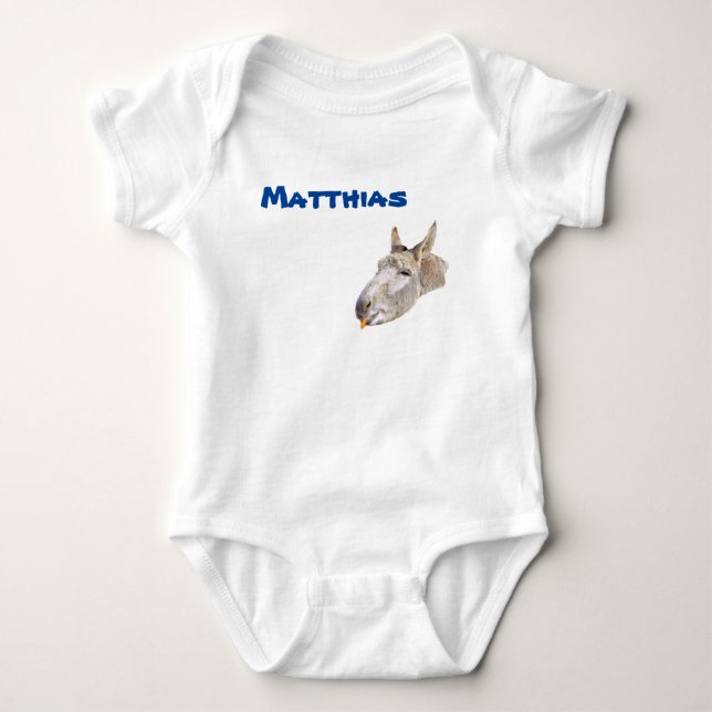 Para Bebê Matthias Nome Com Um Burro, Body Infantil (Frente)