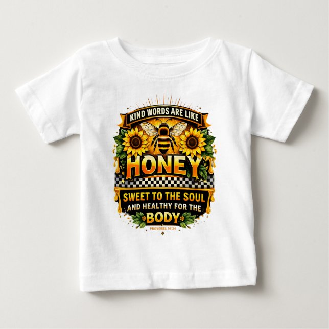 Para Bebê Mel Doce | Provérbios 16:24 Camiseta (Frente)
