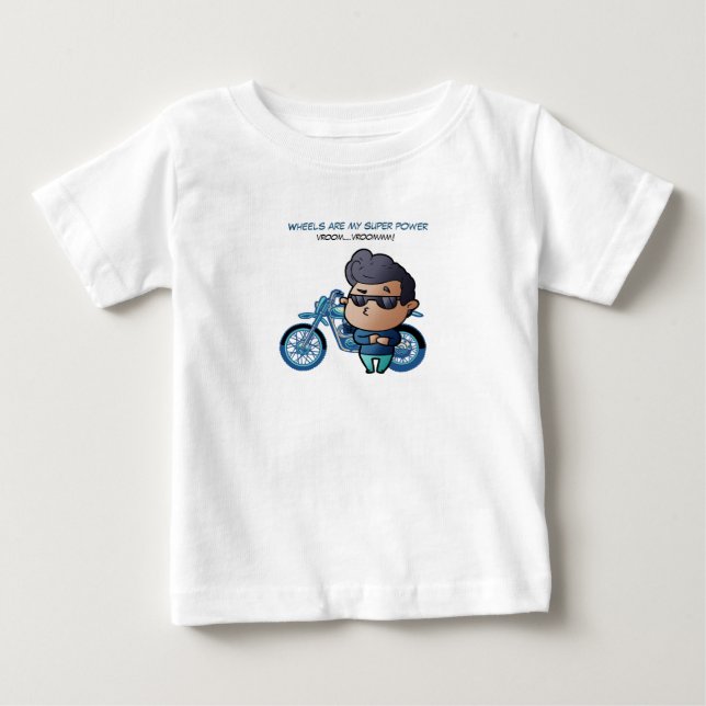 Para Bebê Menino com óculos de sol e camiseta de motocicleta (Frente)