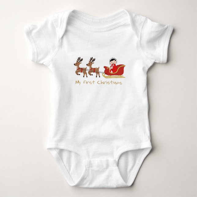 Para Bebê Meu Primeiro Body de Natal – Rena Fofa (Frente)