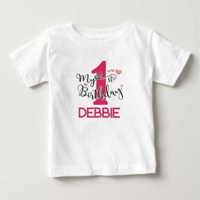 Para Bebê Minha Camiseta Personalizada de 1º Aniversário - M (Frente)
