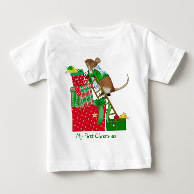 Para Bebê Minha primeira camiseta de Natal (Frente)
