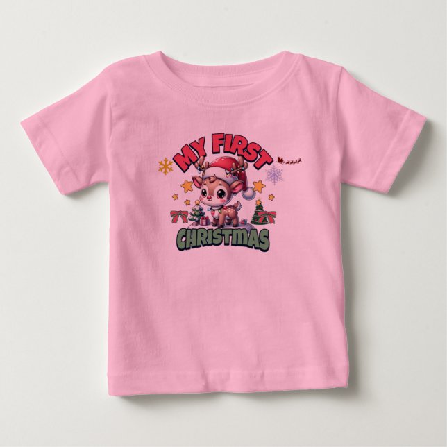 Para Bebê Minha Primeira Camiseta De Natal (Frente)