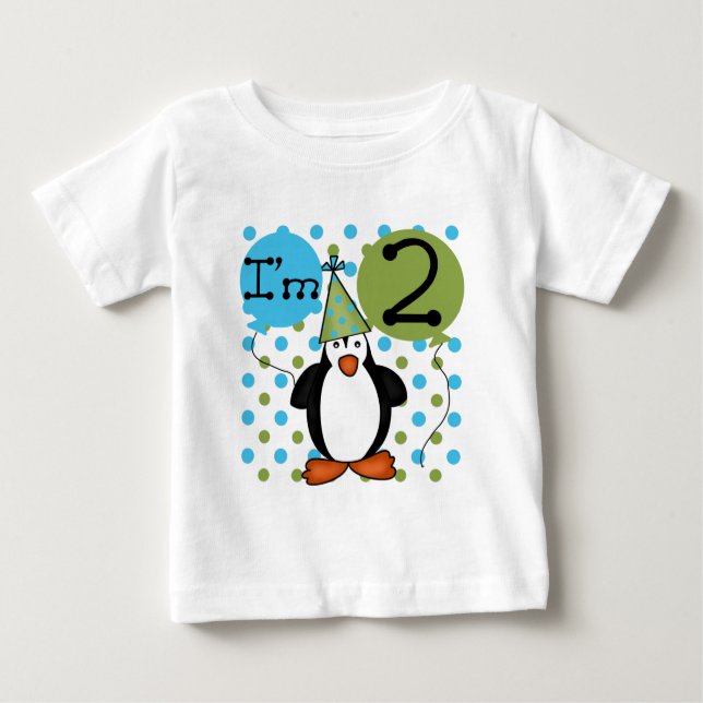 Para Bebê ò Camiseta e presentes do aniversário do pinguim (Frente)