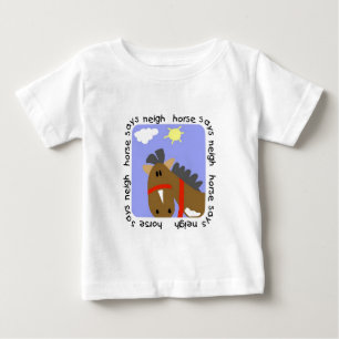 Para Bebê O cavalo diz o camiseta e os presentes do Neigh