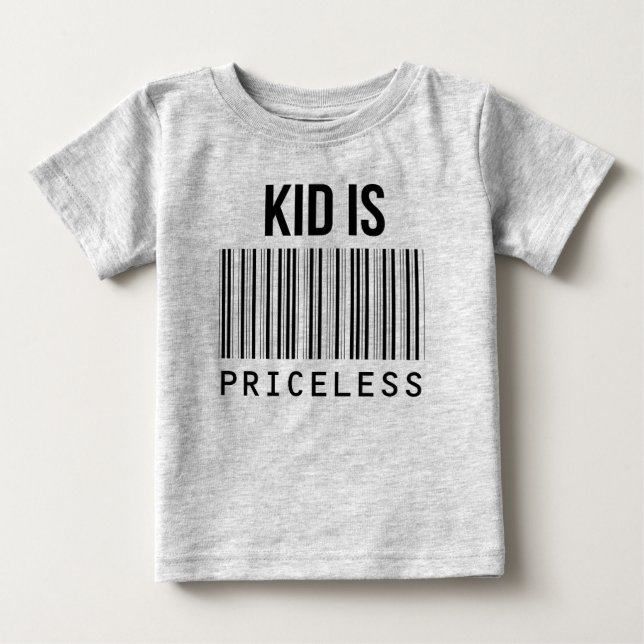 Para Bebê O miúdo não tem preço na Camiseta do código de bar (Frente)