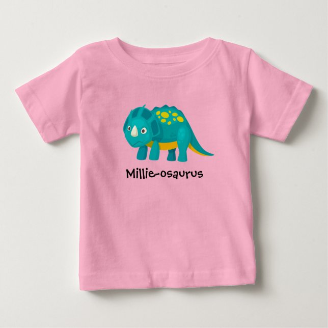 Para Bebê O nome do seu filho, Dinossauro Design Camiseta (Frente)
