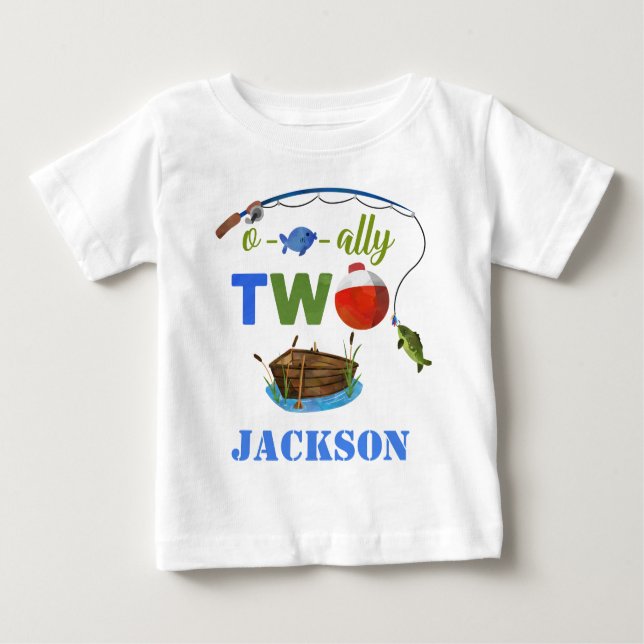 Para Bebê Ofishally TWO baby camiseta Pequeno pescador camis (Frente)