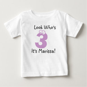 Para Bebê Olhe Quem é 3 Camiseta de Aniversário Personalizáv