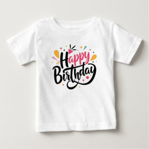 Para Bebê Parabéns Impressão moderno e camiseta branca