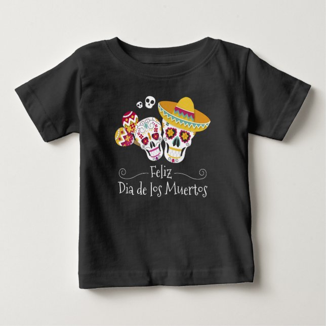 Para Bebê Partido Colorido do Dia de Muertos | Camiseta (Frente)