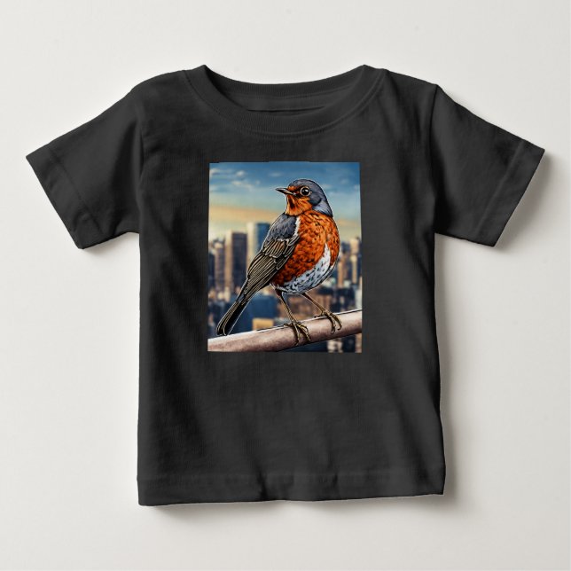 Para Bebê Pássaros no Fio – Camiseta Cartoon Flock (Frente)