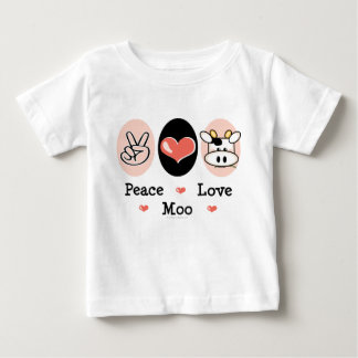 Para Bebê Peace Love Moo Cow Criança Long Sleeve Camiseta