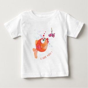 Para Bebê Peixe Engraçado e Amor de Verme é Camiseta Cega