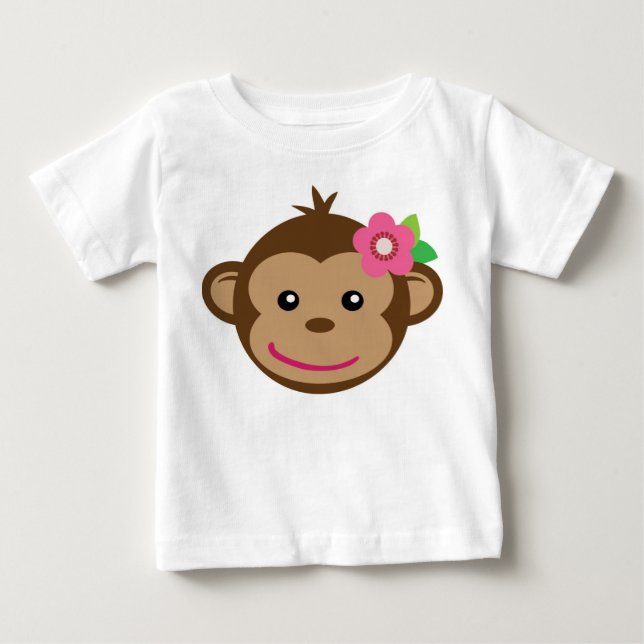 Para Bebê Pequena Camiseta Macaco (Rapariga) (Frente)