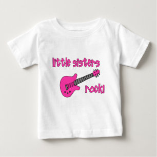 Para Bebê Pequenas Irmãs Rock! Com Camiseta de Violão Rosa
