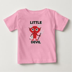 Para Bebê Pequeno Diabo - Camiseta do Baby Fine Jersey