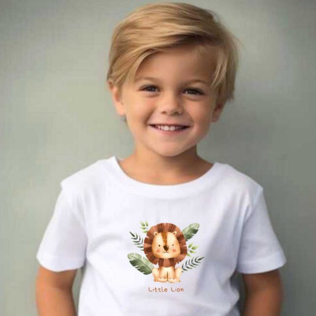 Para Bebê Pequeno Leão Impresso Camiseta Branca Moderna (Criador carregado)