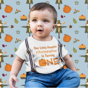 Para Bebê Pequeno primeiro aniversario de Abóbora Camiseta