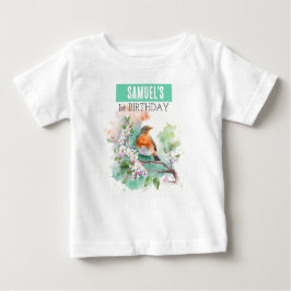 Para Bebê Primavera Vibes Robin - Camiseta primeiro aniversa