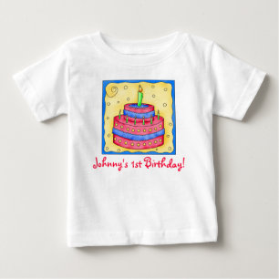 Para Bebê Primeira (?a) camiseta do bolo de aniversário