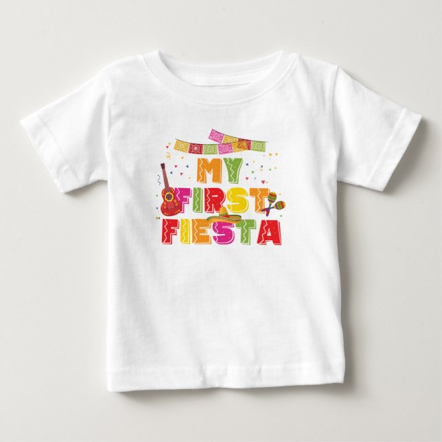Para Bebê Primeira camiseta de aniversário da Fiesta Girl (Frente)