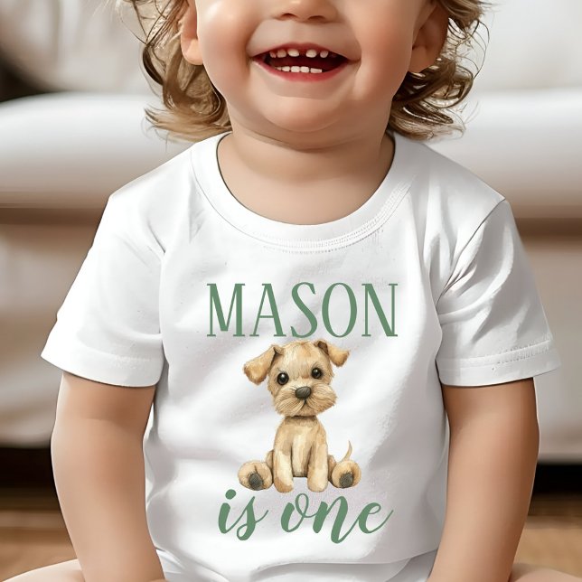 Para Bebê Primeira Camiseta de cão de Aniversário (Puppy Dog First Birthday Shirt)