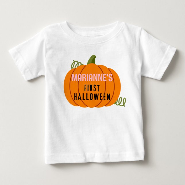 Para Bebê Primeira camiseta de Halloween, personalize o nome (Frente)