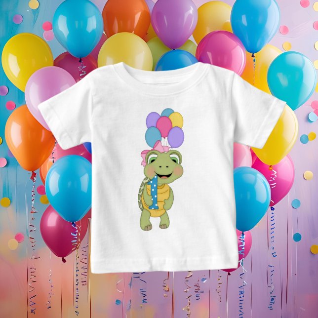 Para Bebê Primeira camiseta de tartaruga de aniversário (Criador carregado)