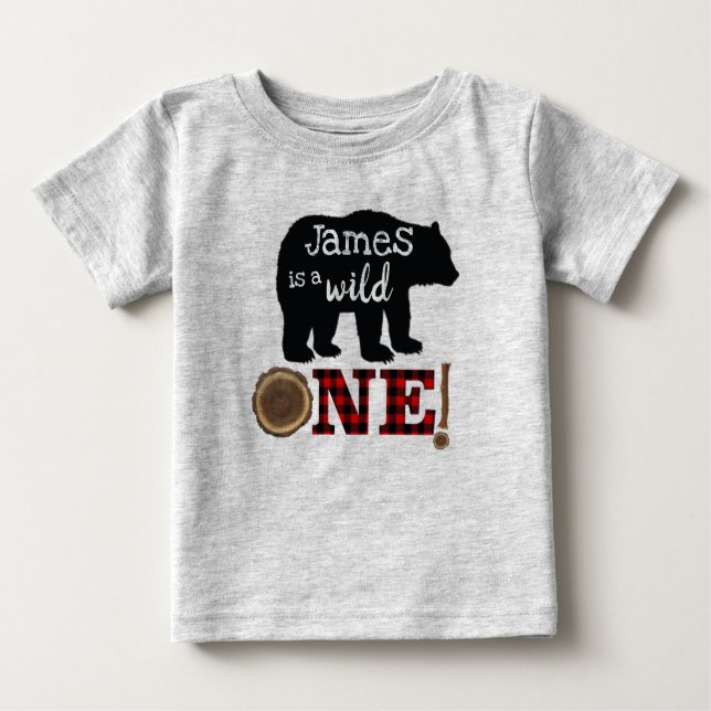 Para Bebê Primeira camiseta do Aniversário Lumberjack (Frente)