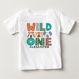 Para Bebê primeiro aniversario de Tema Selvagem Uma Camiseta