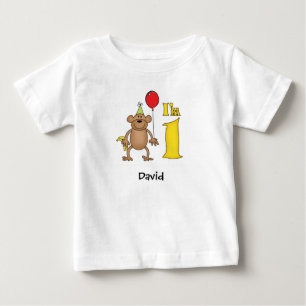 Para Bebê Primeiro aniversario Macaco Engraçado Camiseta Be