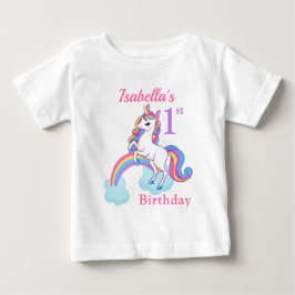 Para Bebê primeiro aniversario Unicorn - Camiseta Personaliz
