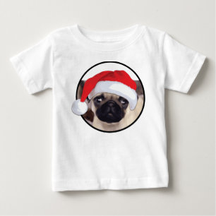 Para Bebê Pug de Natal - Camiseta Baby Fine Jersey