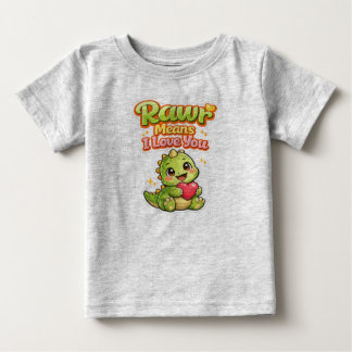 Para Bebê Rawr Significa que Eu Te Amo - Camiseta 3-6 meses