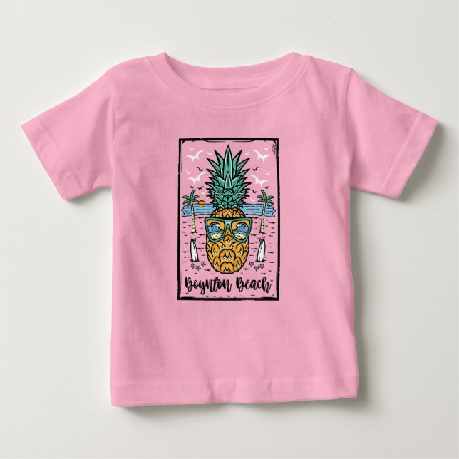 Para Bebê Retro Boynton Beach. Camiseta (Frente)