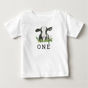 Para Bebê Santa vaca, sou o primeiro aniversário da camiseta
