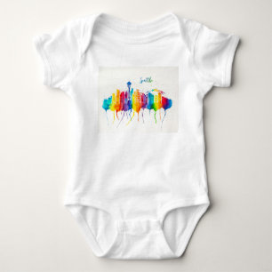 Para Bebê Seattle Skyline Baby Jersey Body Susey
