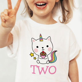 Para Bebê Segundo aniversário Dois Gatos - Camiseta Unicórn