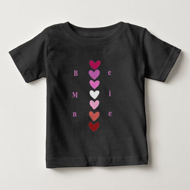 Para Bebê Seja Minha Camiseta Minimal Heart Stack Valentine (Frente)