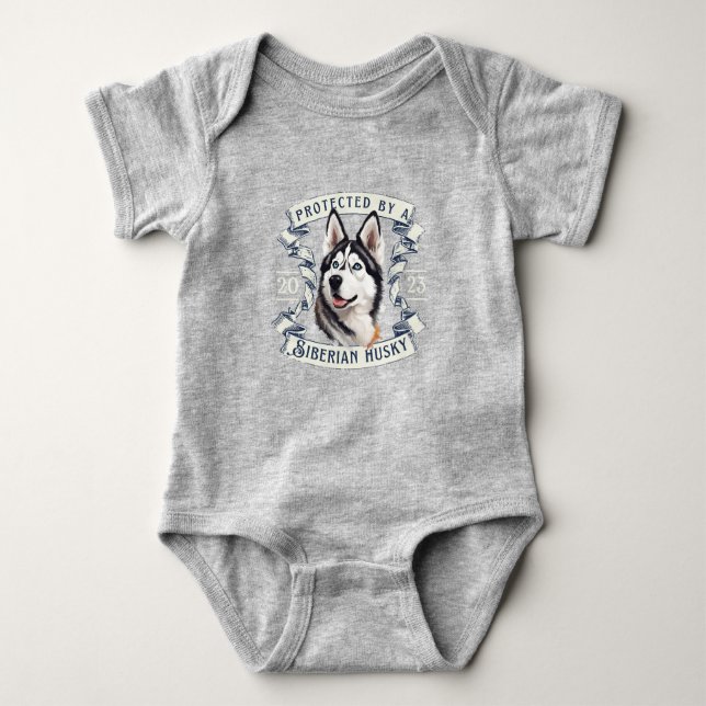 Para Bebê Siberian Husky Baby Body (Frente)