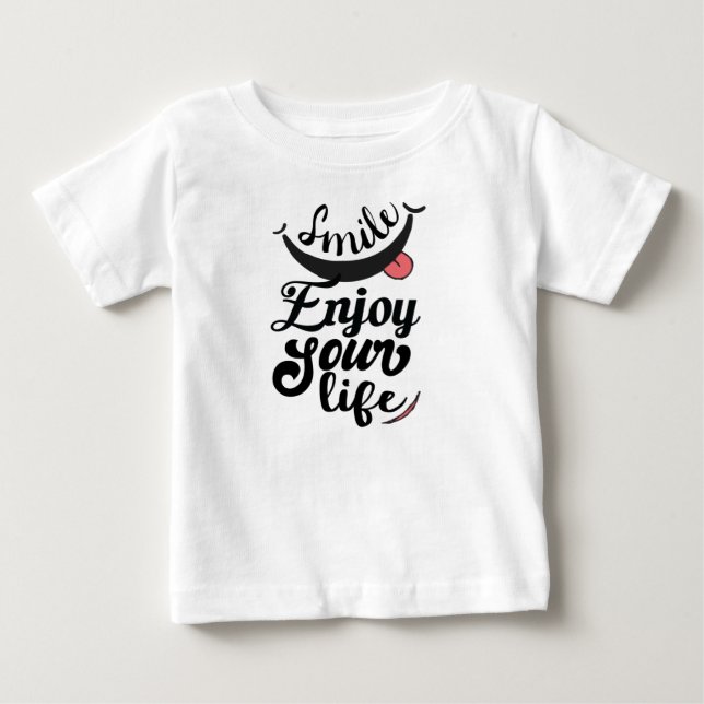 Para Bebê Sorria Aproveite Sua Vida Camiseta Fofa (Frente)