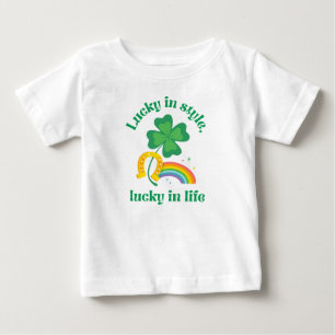 Para Bebê Sortudo no estilo sortudo na vida baby Camiseta