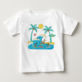Para Bebê Surf & Waves – Camiseta Cartoon Praia Baby
