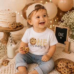 Para Bebê "Um Doce" Primeiro Camiseta de Aniversário Leite