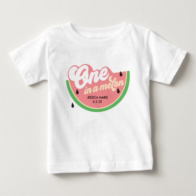 Para Bebê Um em uma camiseta Melon Primeiro Aniversário (Frente)