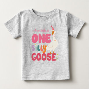Para Bebê Uma Camiseta One Silly Goose, Silly Goose Rosa, 1º